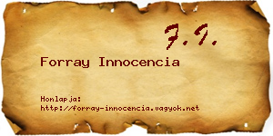 Forray Innocencia névjegykártya
